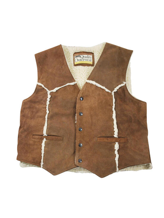 Other - Vintage Montgomery Ward 80s Western Pile Sherpa Brown Tan Winter Vest Medium